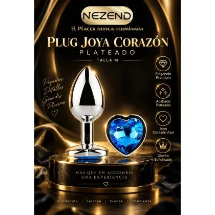 PLUG JOYA CORAZON PLATEADO TALLA S