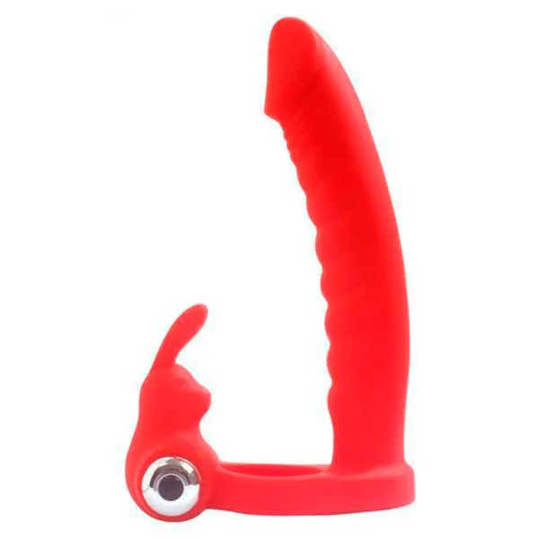 Anillo Vibrador y Consolador Frodo Camtoyz - Color: Rojo