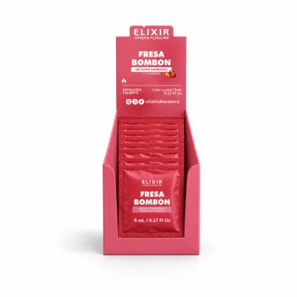 Lubricante Saborizado Fresa Bombon Elixir - Tamaño: Sachet caja x24