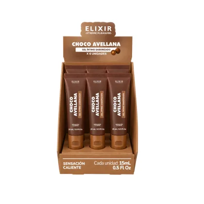 Gel Íntimo Saborizado Choco Avellana Elixir - Tamaño: Caja x6 (15ml)