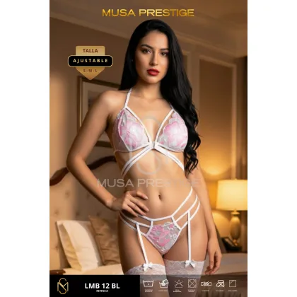 Lencería LMB 12 BLANCO ENCAJE ROSADO
