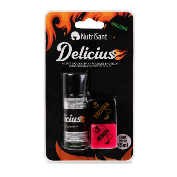 Aceite Caliente para Masajes 15ml Delicius con Dados Sabores Surtidos