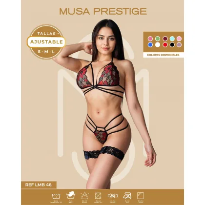 Lencería LMB 46 NEEGRO ENCAJE ROJO