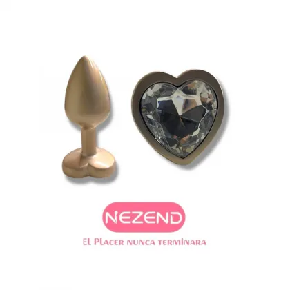 PLUG JOYA CORAZON TALLA S ORO ROSA