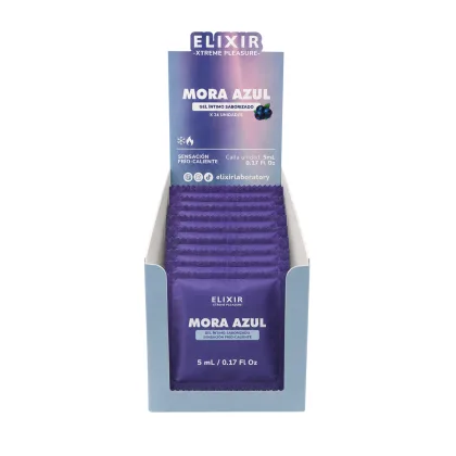 Gel Íntimo Saborizado Mora Azul Elixir - Tamaño: Sachet caja x24