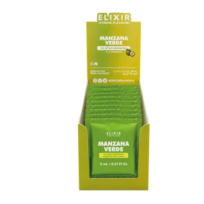 Gel Íntimo Saborizado Manzana Verde Elixir - Tamaño: Sachet caja x24