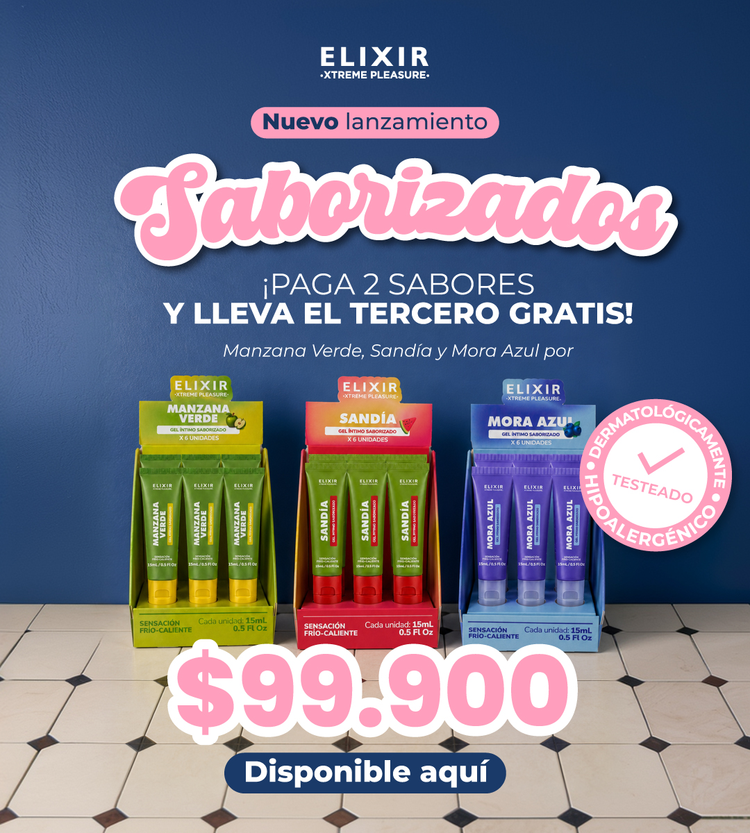 Pague 2 Lleve 3 Gel Íntimo Saborizado Elixir