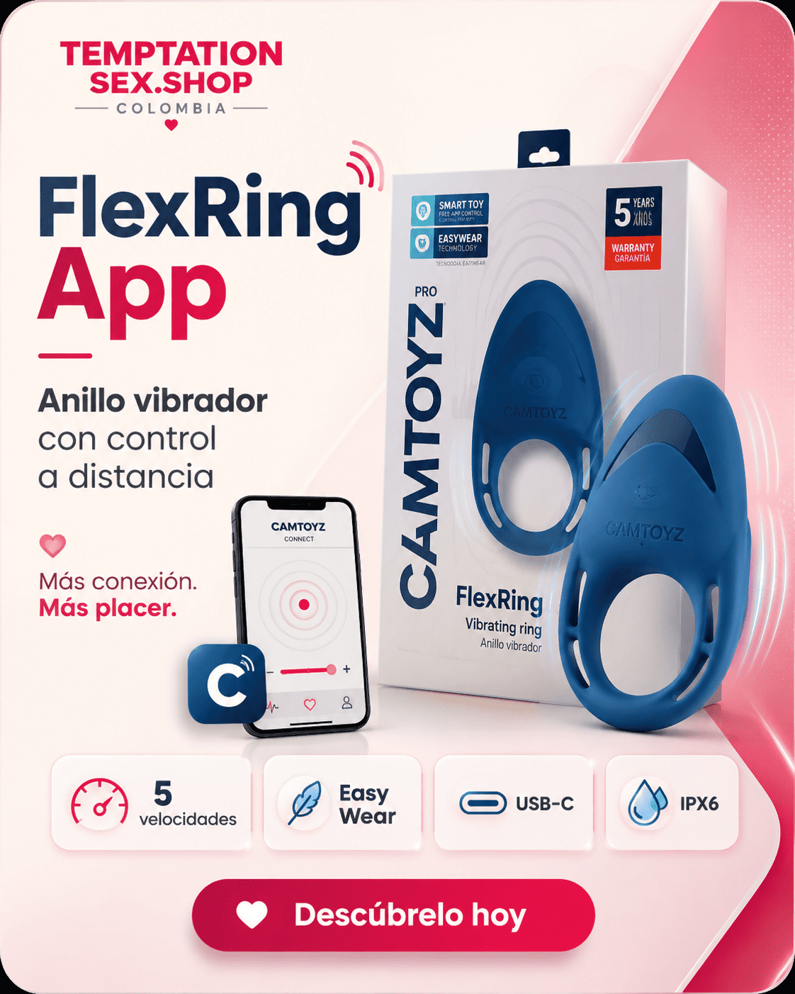 FlexRing anillo vibrador con App Camtoyz