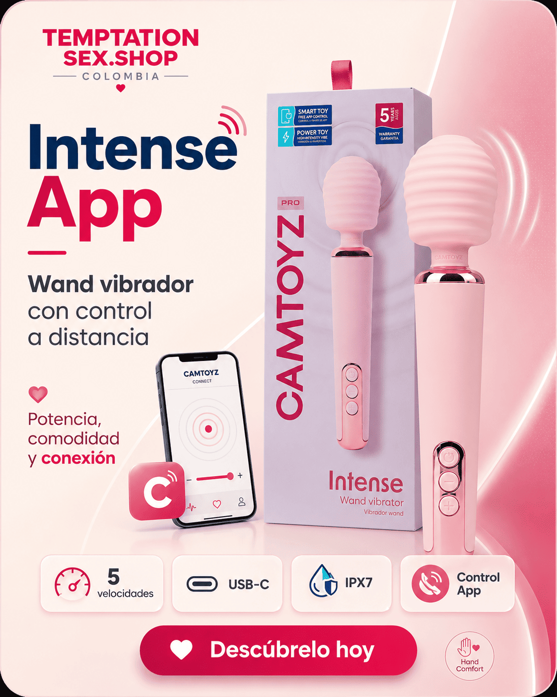 Intense vibrador Wand con App Camtoyz